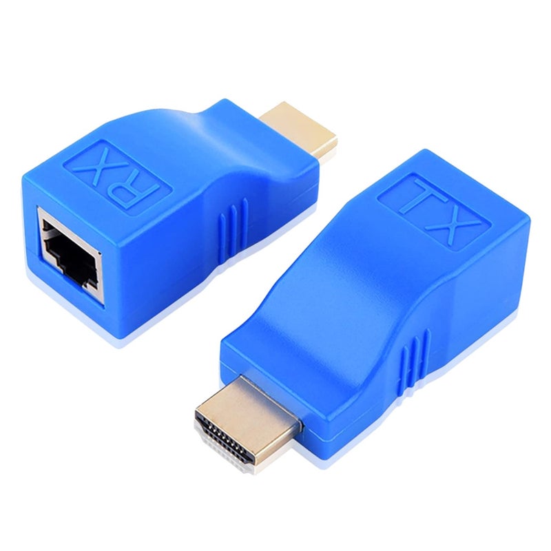 XMSJSIY HDMI Extender, HDMI to RJ45 Network Cable Extender Converter Repeater Over Cat 5e/6 1080p up to 30m for HDTV, PS4, STB - Request Pure Copper Cat 5e/6 Wire - Not Support HDCP - Image 2